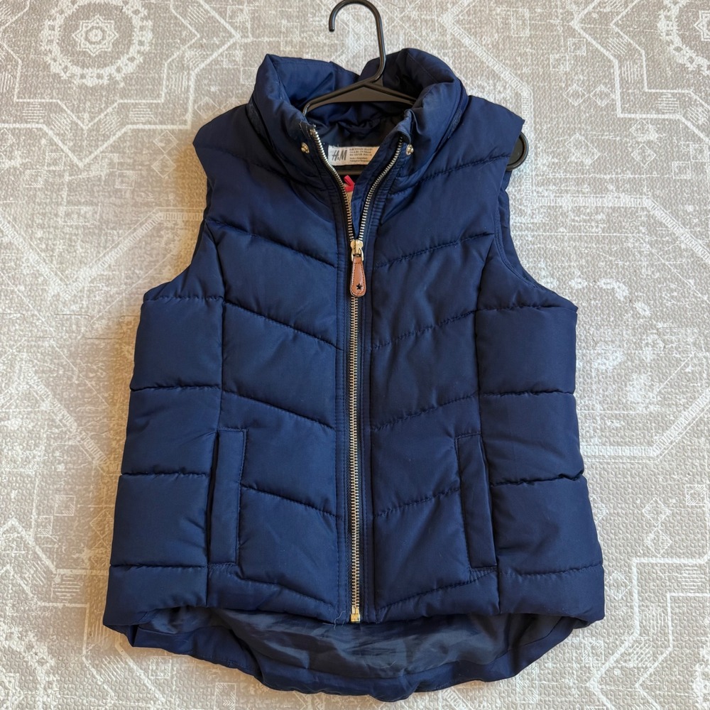 H&M Kids Navy Blue Puffer Vest Sleeveless Jacket Size 6-8‎ Years
